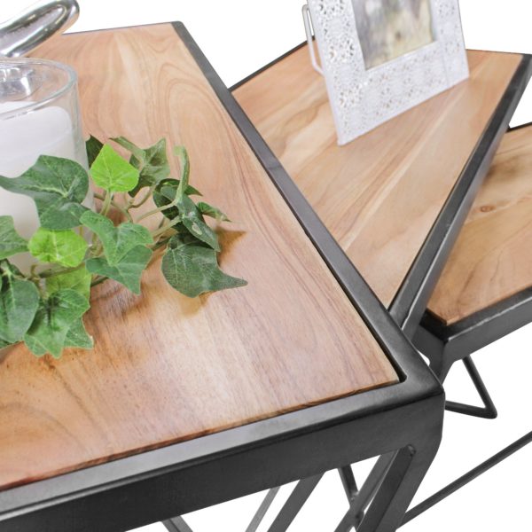 3 Design Side Tables Akola Acacia Nesting Tables With Metal Legs 44761 Wohnling Satztisch Beistelltisch Akazie 14
