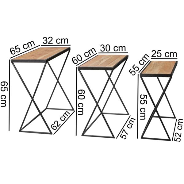 3 Design Side Tables Akola Acacia Nesting Tables With Metal Legs 44761 Wohnling Satztisch Beistelltisch Akazie 7