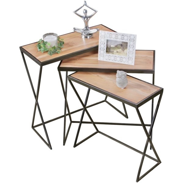 3 Design Side Tables Akola Acacia Nesting Tables With Metal Legs 44761 Wohnling Satztisch Beistelltisch Akazie 8