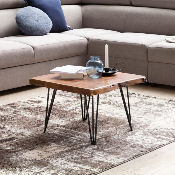 Design Coffee Table Mahilo Solid Wood Table With Tree Edge 56X38X51 Cm 44763 Wohnling Couchtisch Sheesham 56X56X38 Cm