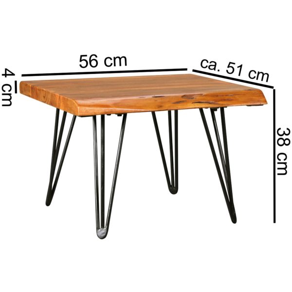 Design Coffee Table Mahilo Solid Wood Table With Tree Edge 56X38X51 Cm 44763 Wohnling Couchtisch Sheesham 56X56X38 Cm 7