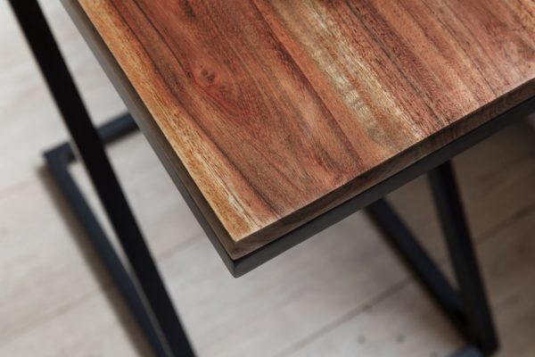 Side Table Akola Z-Shape Solid Wood Sheesham / Metal 45 X 30 X 60 Cm 44767 Wohnling Beistelltisch Z Form Sheesham
