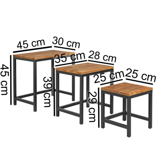 3 Design Side Tables Akola Sheesham Nesting Tables Metal Legs 44784 Wohnling Satztisch Beistelltisch Sheesham 3 7