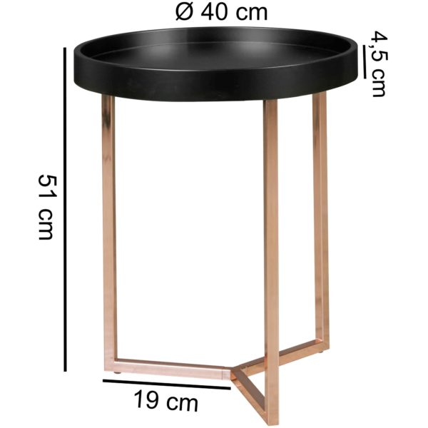 Design Side Table Black / Copper Ø 40 Cm Tablett Wood Metal 44898 Wohnling Design Beistelltisch Schwarz Kup 5