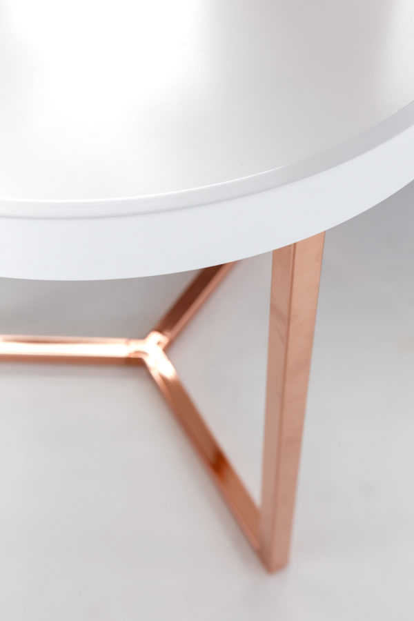 Design Side Table White / Copper Ø 40 Cm Tablett Wood Metal 44899 Wohnling Design Beistelltisch Weiss Kupfe 7
