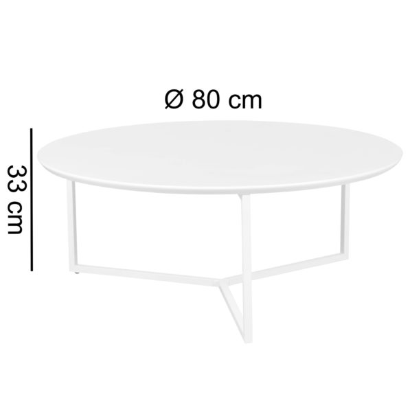 Design Coffee Table Mdf Wood White Matt Frame Metal Ø 80 Cm 44900 Wohnling Design Couchtisch Mdf Holz Weiss M 1