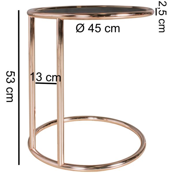 Design Side Table Metal Glass Ø 45 Cm Black / Copper 44901 Wohnling Design Beistelltisch Metall Glas 1
