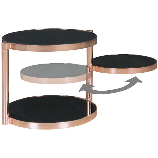 Design Side Table Metal Glass Ø 45 Cm Black / Copper 44903 Wohnling Design Beistelltisch Metall Glas 2