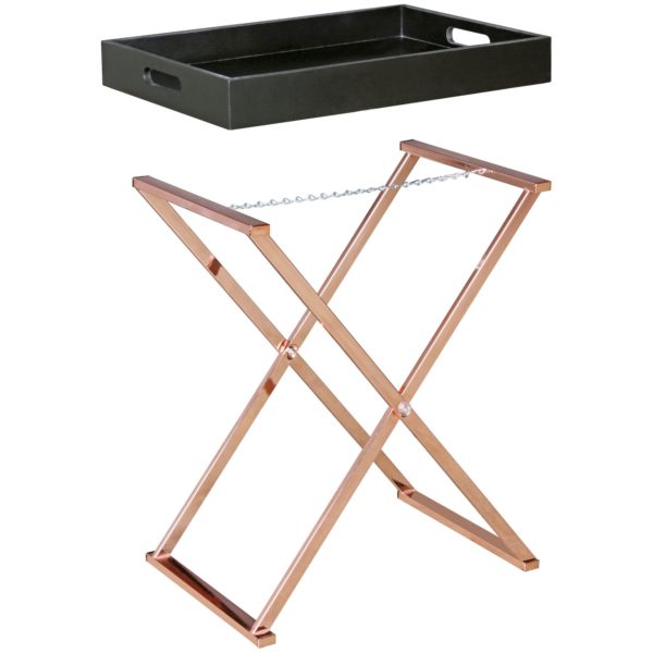 Side Table Tv Tray Collapsible 48 X 61 X 34 Cm Black / Copper Mdf 44904 Wohnling Beistelltisch Tv Tray Zusammenklap 5