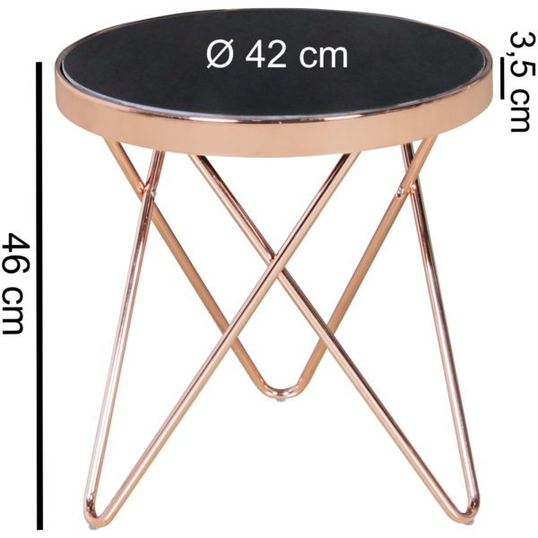 Design Side Table Three- Metal Glass Ø 42 Cm Black / Copper 44907 Wohnling Design Beistelltisch Dreibein Meta 1