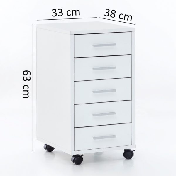 Roll Container Lisa White 33 X 63 X 38 Cm Wooden Drawer Cabinet Desk 45767 Wohnling Rollcontainer Lisa Mit 5 Schublade 2