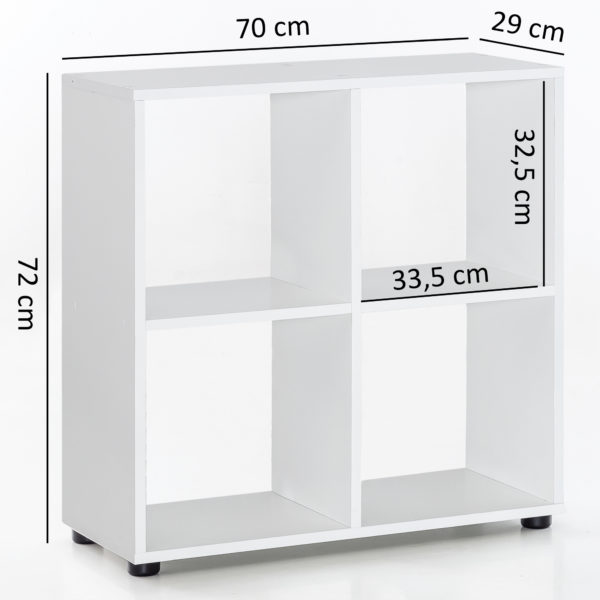 Design Bookcase Zara With 4 Compartments White 70 X 72 X 29 Cm 45773 Wohnling Design Buecherregal Zara Mit 4 Fae 2