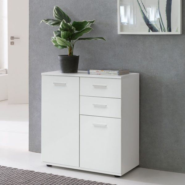Chest Of Drawers Svenja With Doors &Amp; Drawers 71X78X35Cm Cabinet Wood White 45897 Wohnling Sideboard Svenja Kommode Weiss Wl5 2