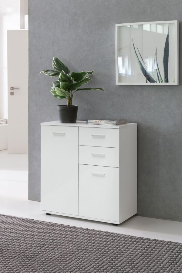 Chest Of Drawers Svenja With Doors &Amp; Drawers 71X78X35Cm Cabinet Wood White 45897 Wohnling Sideboard Svenja Kommode Weiss Wl5 1