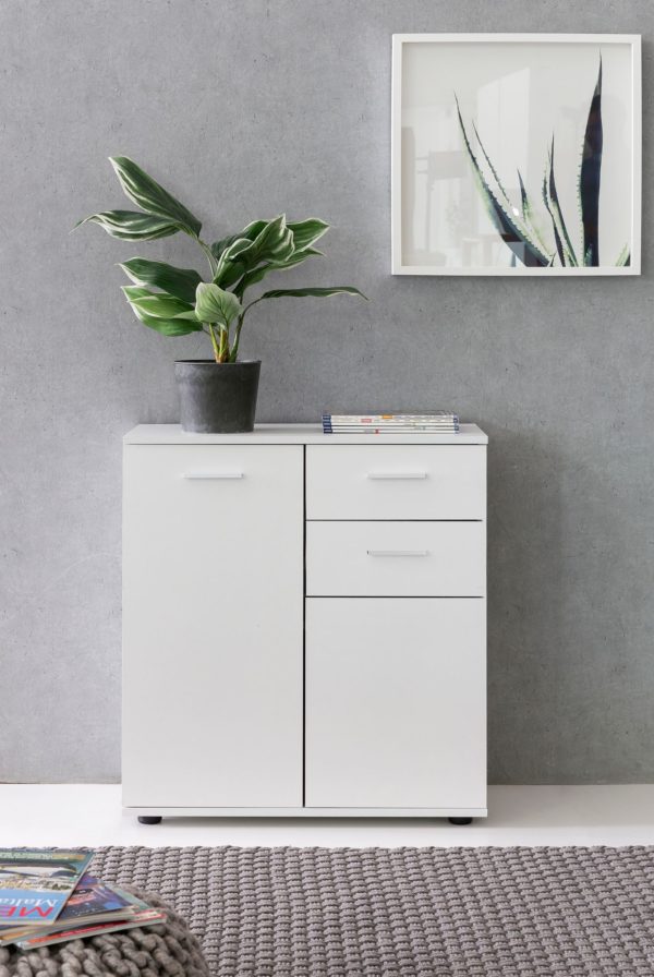 Chest Of Drawers Svenja With Doors &Amp; Drawers 71X78X35Cm Cabinet Wood White 45897 Wohnling Sideboard Svenja Kommode Weiss Wl5 3