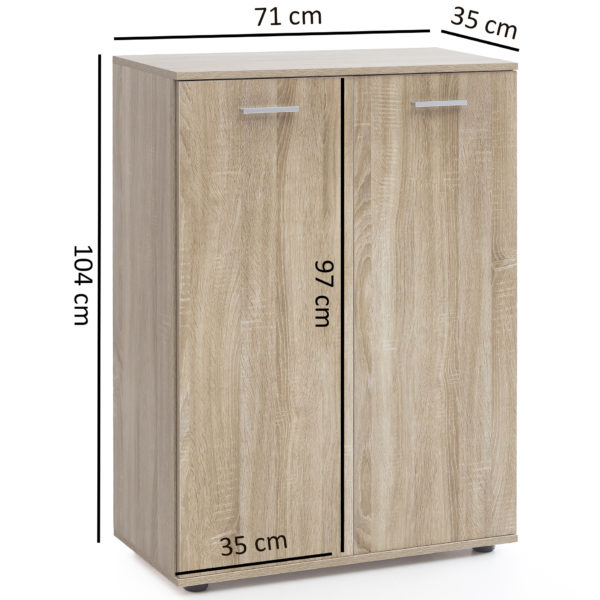 Chest Of Drawers Svenja With 2 Doors 71X104X35Cm Multi-Purpose Cabinet Wood Sonoma 45904 Wohnling Kommode Svenja 2 Tuerig
