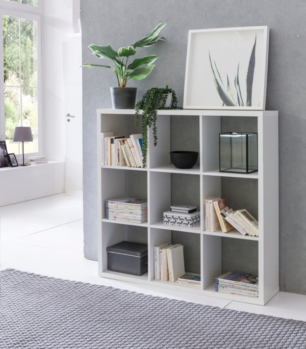 Shelf Eddie 112X29X112 Cm Bookcase With 9 Compartments White Shelf Wooden Shelf Freestanding 45917 Wohnling Wuerfelregal Eddie 112X29X112 Cm B 1