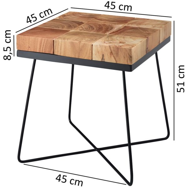 Side Table Zari 45 X 45 X 51 Cm Acacia Solid Wood With Metal Frame 45929 Wohnling Beistelltisch Akazie 45X45X51 Cm 2