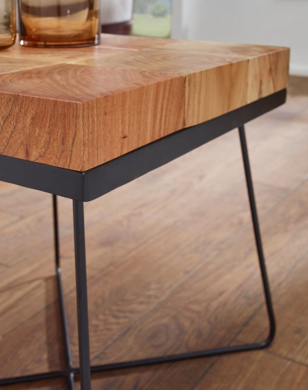 Side Table Zari 45 X 45 X 51 Cm Acacia Solid Wood With Metal Frame 45929 Wohnling Beistelltisch Akazie 45X45X51 Cm 4