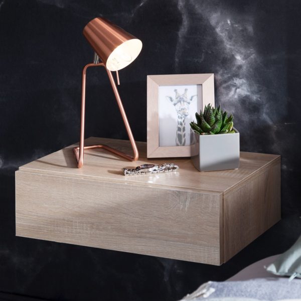 Dream For Wall Mounting 46X15X30Cm Sonoma Bedside Table Wood 45974 Wohnling Nachtkonsole Fuer Wandmontage