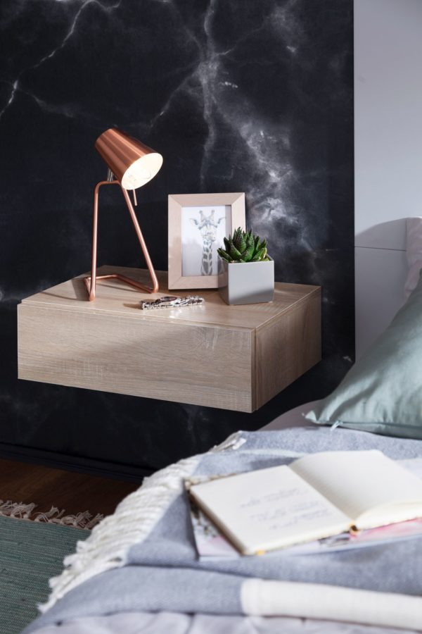 Dream For Wall Mounting 46X15X30Cm Sonoma Bedside Table Wood 45974 Wohnling Nachtkonsole Fuer Wandmontage