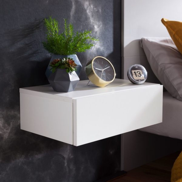 Dream For Wall Mounting 46X15X30Cm White Bedside Table Wood 45975 Wohnling Nachtkonsole Fuer Wandmontage