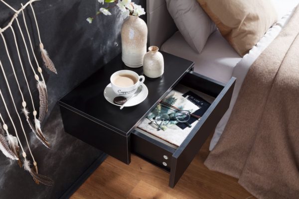 Dream For Wall Mounting 46X15X30Cm Black Bedside Table Wood 45976 Wohnling Nachtkonsole Fuer Wandmontage