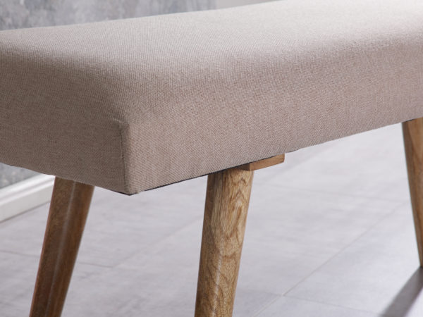 Salim Fabric / Solid Wood Bench Beige 117X51X38 Cm In Retro Style 46013 Wohnling Sitzbank 117X37X51 Cm Baumwolle We 2