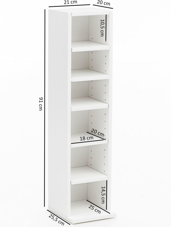 Design Bookcase Wl5.336 21X91X20Cm With 6 Compartments White 46048 Wohnling Buecherregal Bernd 21X20X90 Cm Wei 2