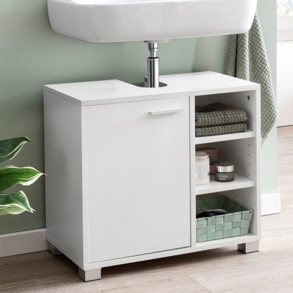 Washbasin Cabinet Wl5.341 60X55X32Cm White Bathroom Cabinet With Door 46054 Wohnling Waschbeckenunterschrank Georg Weis 1