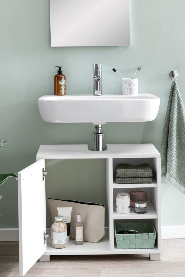 Washbasin Cabinet Wl5.341 60X55X32Cm White Bathroom Cabinet With Door 46054 Wohnling Waschbeckenunterschrank Georg Weis 6