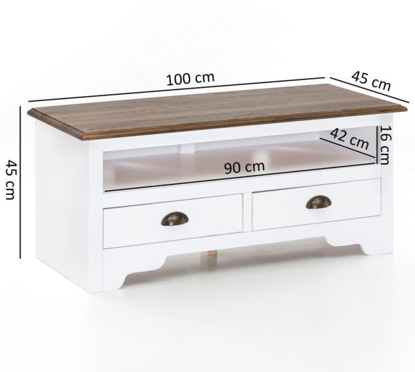 Design Hifi Lowboard Mayla Pine Solid Wood Chest Of Drawers 100 X 45 X 45 Cm White 46083 Wohnling Lowboard Mayla 100X45X45 Cm Weiss 5