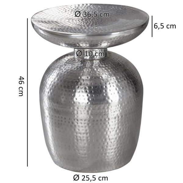 Beistelltisch Delyla Aluminium 36,5X46X36,5 Cm Dekotisch Silber Orientalisch Rund 46244 Wohnling Beistelltisch Aluminium