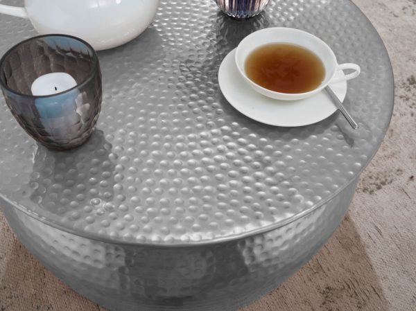 Table Coffee Table Karam 60X30,5X60Cm Aluminum Silver Side Table Oriental Round 46260 Wohnling Couchtisch Karam 60X60X30 Cm Alumi 2