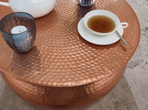 Coffee Table Karam 60X30,5X60Cm Aluminum Copper Side Table Oriental Round 46261 Wohnling Couchtisch 60X60X30 Cm Aluminium K 2