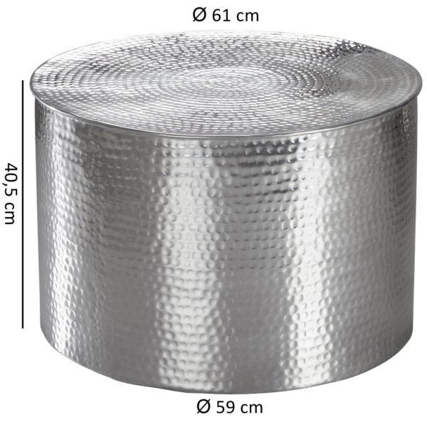 Couchtisch Rahi 61 X 40,5 X 61 Cm Aluminium Silbern Beistelltisch Orientalisch Rund 46290 Wohnling Couchtisch 60X60X40 Cm Aluminium S 4