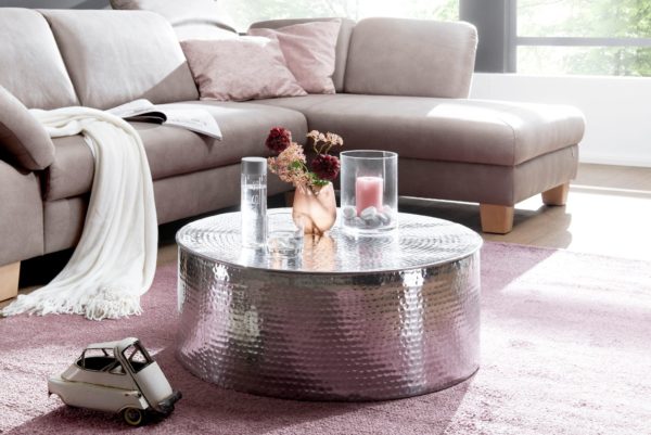 Side Table Rahi 75X31X75 Cm Aluminum Side Table Silver Oriental Round 46293 Wohnling Couchtisch 75X75X30 Cm Aluminium S 1