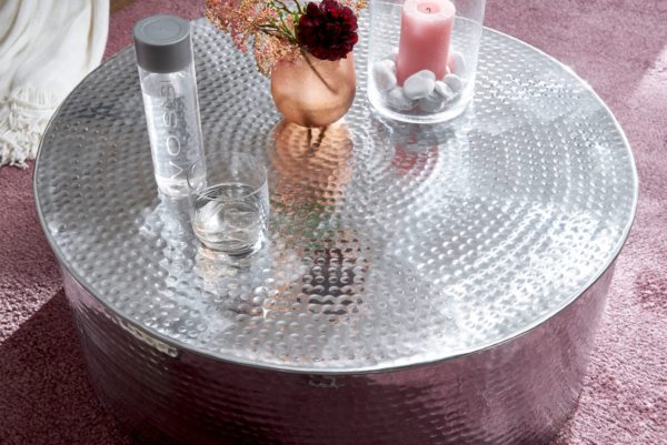 Side Table Rahi 75X31X75 Cm Aluminum Side Table Silver Oriental Round 46293 Wohnling Couchtisch 75X75X30 Cm Aluminium S 2