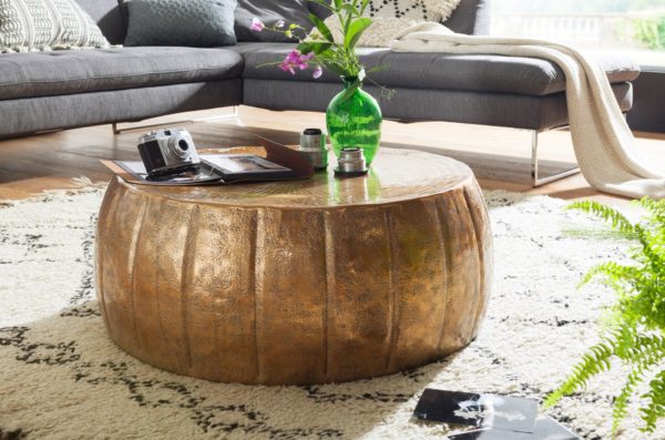Coffee Table Jamal 75X75X30Cm Aluminum Gold Side Table Oriental Round 46310 Wohnling Couchtisch Jamal 75X75X30Cm Alumin 1