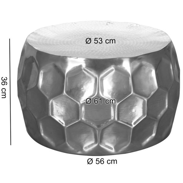 Table Coffee Table Honeycomb 60X36X60 Cm Aluminum Serving Table Oriental Silver Round 46321 Wohnling Couchtisch Honeycomb 60X60X35 Cm A 2