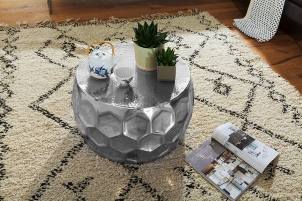 Table Coffee Table Honeycomb 60X36X60 Cm Aluminum Serving Table Oriental Silver Round 46321 Wohnling Couchtisch Honeycomb 60X60X35 Cm A 3