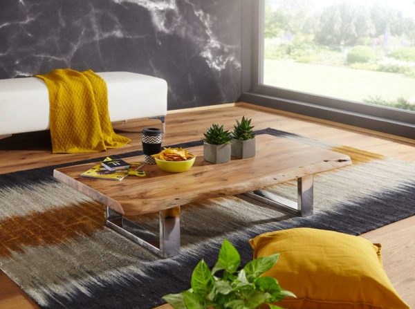 Coffee Table Asura 115 X 25 X 58 Cm Acacia Solid Wood Metal Frame Large 46336 Wohnling Couchtisch 115X60X25 Cm Akazie Mit 1