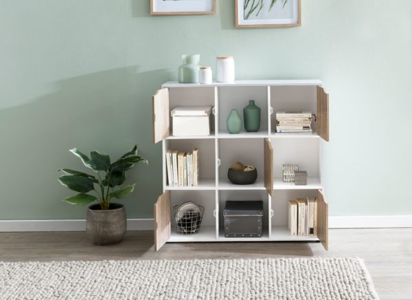 Samo 89 X 91 X 29 Cm Bookcase With 9 Compartments Sonoma 46372 Wohnling Sideboard Soma Sonoma 88 8X29X90 5 6