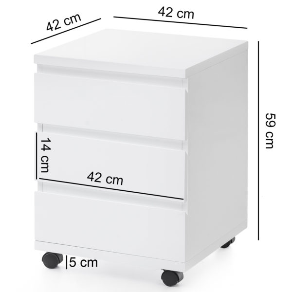 Roll Container Helen 42X59X42 Cm Drawer Unit High Gloss White 46417 Wohnling Rollcontainer Helen 42X42X57 Cm We 2