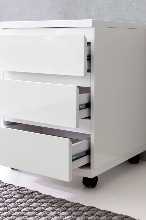 Roll Container Helen 42X59X42 Cm Drawer Unit High Gloss White 46417 Wohnling Rollcontainer Helen 42X42X57 Cm We 4
