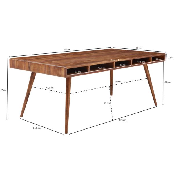 Dining Table Wl5.586 Sheesham 200X77X100 Cm Solid Wood Table 47238 Wohnling Esszimmertisch Indore 200X100X76 C 3