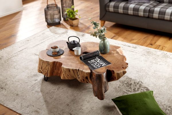 Coffee Table Nakur 104X30X69 Cm Acacia Solid Wood Design Coffee Table 47275 Wohnling Couchtisch 90X90X30 Cm Akazie Wl5 2