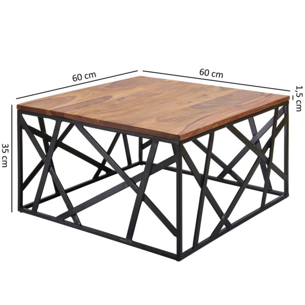 Coffee Table Bekal 60X35X60 Cm Sheesham Solid Wood / Metal Sofa Table 47279 Wohnling Couchtisch 60X60X35 Cm Sheesham Wl 3