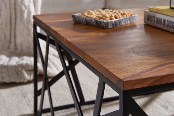 Coffee Table Bekal 60X35X60 Cm Sheesham Solid Wood / Metal Sofa Table 47279 Wohnling Couchtisch 60X60X35 Cm Sheesham Wl 5