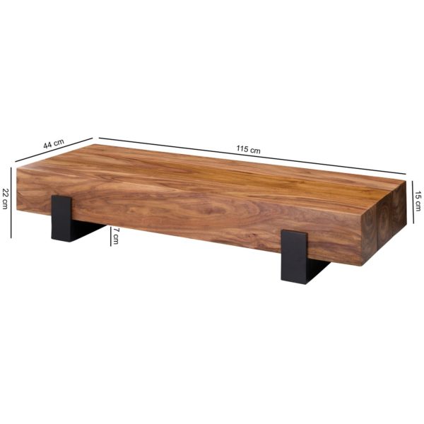 Coffee Table Soron 115X22X44 Cm Sheesham Solid Wood / Metal Sofa Table 47280 Wohnling Couchtisch Soron 115X22X44 Cm Sheesh